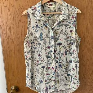 H&M Floral Sleeveless Button Up